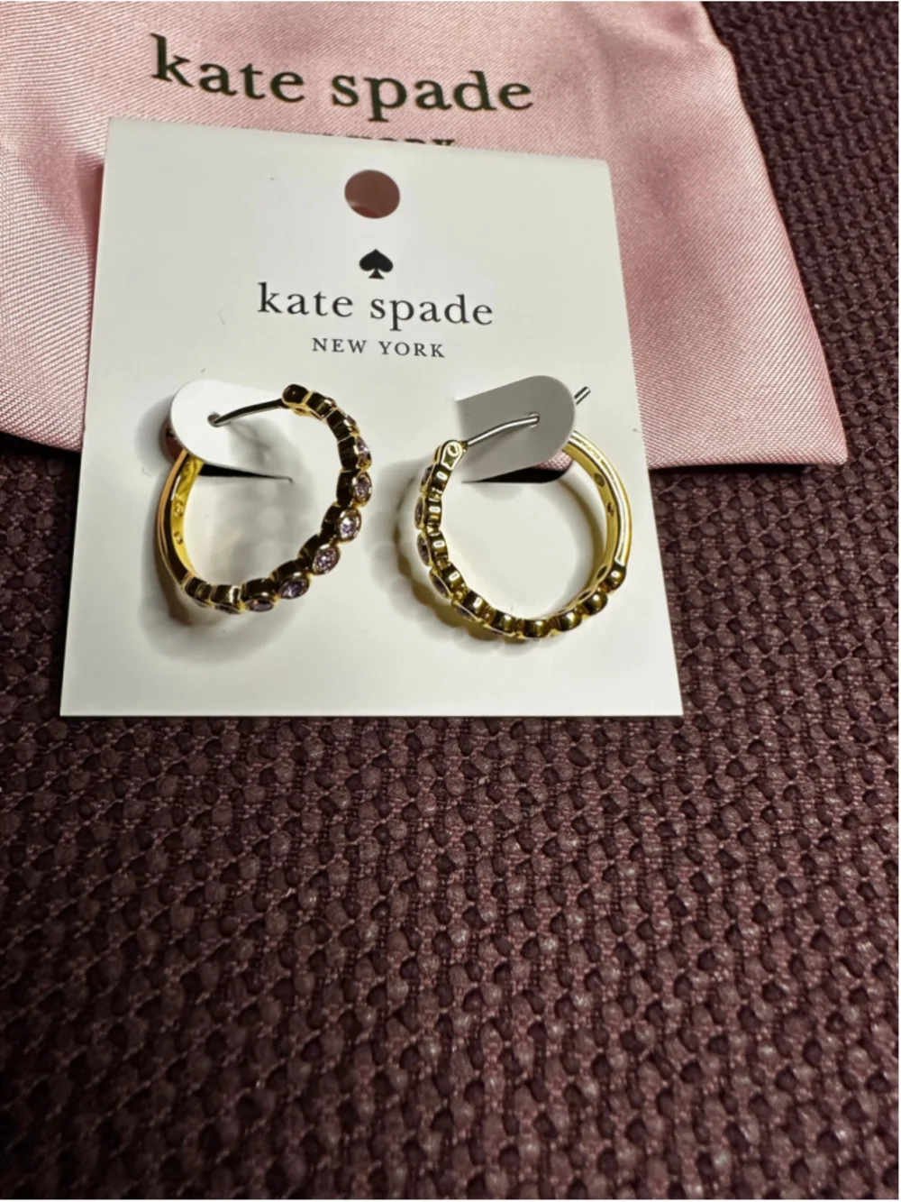 Kate Spade Gold Hoop Earrings with Purple Stones